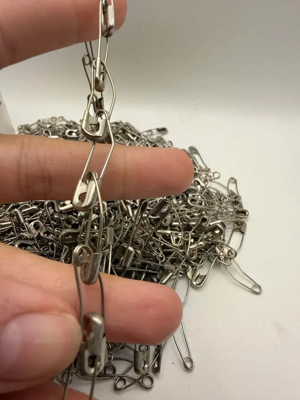 Bulk Silver Nickel-Plated Safety Pins in Plastic Container
